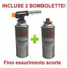 CANNELLO MINI BRUCIATORE TORCIA SALDATORE GAS FIAMMA OSSIDRICA + 2 CARTUCCE GAS