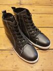 QVC Adesso Leather High Top Trainer Boot Black Size 7 EU 40 RRP £89