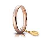 Fede Nuziale Unoaerre Comoda 3 mm Oro Rosa 18 kt Con Diamante