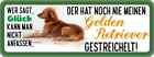 Holzschild 27x10 cm Golden Retriever Hund gestreichelt