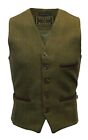 Walker and Hawkes Mens Tweed Check Waistcoat FORMAL Teflon Dress Gilet Sage Gree