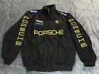 Adulto F1 Team Racing Porsche Jacket Nero Ricamo Cotone Imbottito*