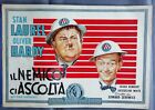 Fotobusta Originale Manifesto Il Nemico ci ascolta Cinema Playbill Laurel Hardy