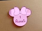 10x segnaposto personalizzato sagoma minnie con nome in plexiglass rosa nascita