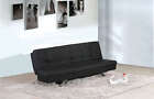 Divano letto 192x87 nero in ecopelle reclinabile sofa salotto arredo cuscini|joi