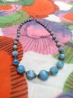 Vintage 1920s Sky Blue Czech Glass Necklace. Marbled. Sustainable. Gift Wrapped