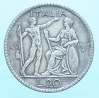 VITTORIO EMANUELE III 20 LIRE 1927 LITTORE SILVER COIN MONETE ARGENTO CURRENCY