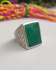 ANELLO UOMO ARGENTO 925 RING SILVER STERLING ONICE VERDE MISURA 19 U48