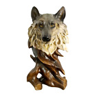 Wolf  Bust Handcarved Faux Taxidermy  Mountain Wildlife Sculpture W8D8