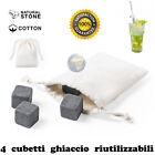 SET di 4 CUBETTI DI GHIACCIO in PIETRA POMICE Roccia WHISKY Coctail DRINK Bar