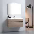 Kiamami Valentina Mobile bagno sospeso da 90cm quercia naturale  con lavabo seri