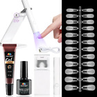 💚120 TIP TIPS UNGHIE FINTE NAIL ART KIT RICOSTRUZIONE GEL + LAMPADA UV + COLLA