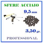 100 SFERE BIGLIE PALLINI 9,5 mm 3,5 gr ACCIAIO FIONDA SPORTIVA PROFESSIONALE