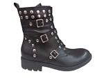 ANFIBIO BIKER DONNA IN PELLE NERA CON BORCHIE