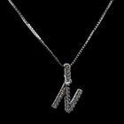 Collana donna lettera N in argento 925 e puntiluce brillanti 40cm iniziale nome.