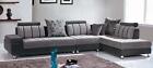 Divano soggiorno 332x190 cm angolare grigio penisola piedini cromati moderno|96