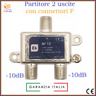 Partitore antenna TV sdoppiatore 2 uscite splitter ripartitore divisore segnale