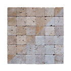 PIASTRELLE MOSAICO | Pietra Naturale 10x10X1cm TRAVERTINO beige burattato