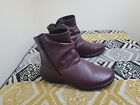 EUC Womens Wine Hotter Whisper Dual Zip Slouch Ankle Boots size 4.5 EU 37.5