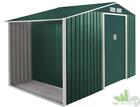 CASETTA RICOVERO ATTREZZI GARDEN COTTAGE CON LEGNAIA METALLO VERDE 278x127xH195