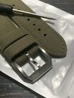 per IWC Cinturino 20mm Verde Militare -Pilot  In Cordura - Fibbia LOGO INOX