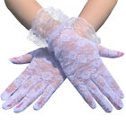 2pairs Women s Ladies Lace Gloves Flower Pattern Ruffle Short Wrist Wedding