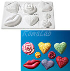 STAMPO con 7 FORMINE a forma di cuori rose labbra x colate gesso ceramico smack