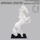 Statua scultura soprammobile cavallo rampante bianco H40 cm ST25197