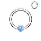 Piercing Orecchio Teton Anello con Pallina Opale Blu