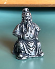 Small Bearded Buddha Ornament Figure, Silver Colour