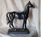 SCULTURA CAVALLO, RESINA BRUNITA A BRONZO, XX SECOLO