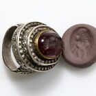 Anello antico, argento sterling 19 d.C., sigillo turco, argento e dorato, int...