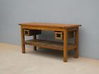 Bancone tavolo in legno con doppio ripiano d appoggio e due cassetti, L 179 cm!