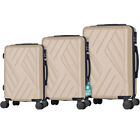 Set 3 Valigie Rigide Basilea con Ruote Easy Roll Trolley Bagaglio Viaggio Panna