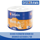 50 DVD -R VERBATIM VERGINI VUOTI 16X ADVANCED AZO DVDR 4.7 GB ORIGINALI DISCHI