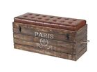 Baule cassa con seduta imbottita in legno marrone shabby industrial vintage