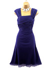 NEXT Womens A-Line Cocktail Dress Sz 14 Purple Chiffon Ruched Square Draped Neck