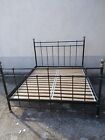 LETTO FERRO MATRIMONIALE - VINTAGE 1970 CON DOGHE LEGNO - LACCATO NERO  COMPLETO