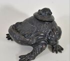 Antique Japanese bronze frog, censer, 19th century