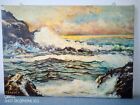 quadro moderno dipinto a mano mare mosso al tramonto