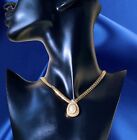 Dior Vintage Iridescent Pearl Pear Teardrop Gold Snake Mesh Collar Necklace