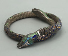 Vintage 925 Silver & ENamelled Snake Bracelet AF FLZX