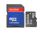Memoria MICRO SD SanDisk 2GB NO HC TF + adattatore x mp3 mp4 navigatori GPS NOHC