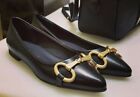 Ballerina donna con fibbia gucci,  in pelle, colore nero, dal n°36 al n°40.