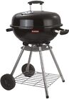 Barbecue Carbonella Sferico da Giardino con Coperchio Griglia 2 Ruote e 4 Piedi