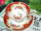 TUSCAN tea cup and saucer Naples Pattern teacup Red band pink rose England