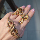 Bracciale antico serpente nodo oro victorian gold knot bracelet + spilla snake