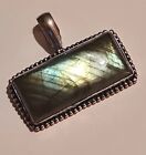 Labradorite 925 Silver Gemstone Pendant. Stunning.  Rectangular (1974)