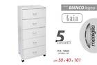 CASSETTIERA SETTIMINO MODERNA 5 CASSETTI design Bianco LEGNO 101*50*40 cm