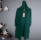 Cardigan aperto Lungo Donna con cappuccio Verde Petrolio